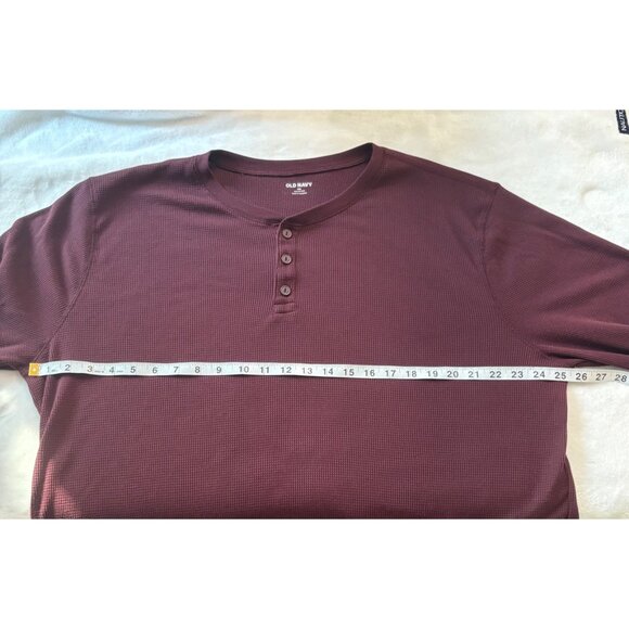 Mens Old Navy Normcore Burgundy Built-In Flex Henley Long Sleeve Shirt XXL - Picture 7 of 10